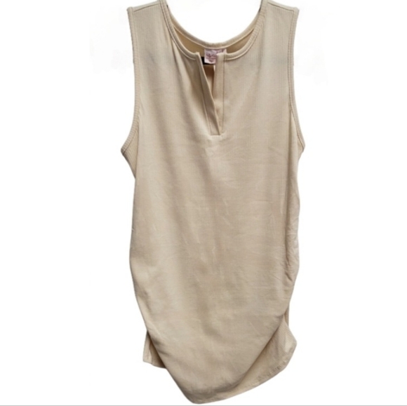 Ingrid & Isabel Tops - Isabel Maternity Beige Shirred Tank Top size small